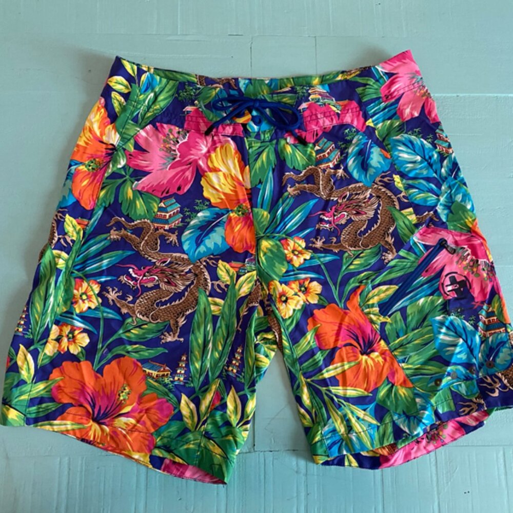 RL Ralph Lauren Vintage New Royal Dragon Swim Short 32" Waist
